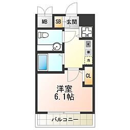 ジュネス東住吉 1Kの間取図画像