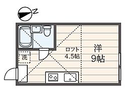 アムゲットハイム 1階ワンルームの間取り