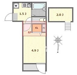 アーネスト蒲田 3階1Kの間取り