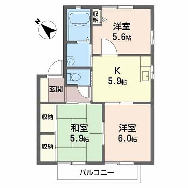 ハイツ　エアーズロック 0206｜大阪府泉大津市下条町(賃貸アパート3K・2階・53.28㎡)の写真 その2