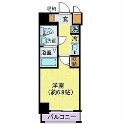 ライジングプレイス桜木町二番館 1Kの間取図画像