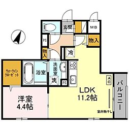 ディアコート住吉本町 1LDKの間取図画像