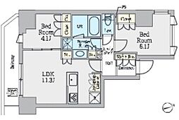 クレストコート上野 2階2LDKの間取り
