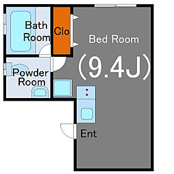 パラディーソ広尾 1階ワンルームの間取り