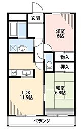 エクセル本郷 2階2LDKの間取り