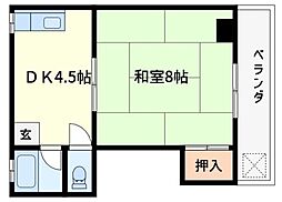 鳥益ビル 1DKの間取図画像