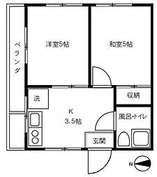 山田ビル 2Kの間取図画像