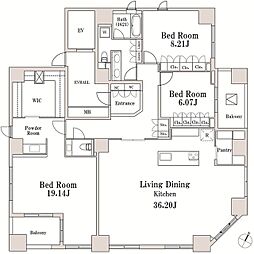 ＬａＳａｎｔｅ一番町 1401 14階3LDKの間取り