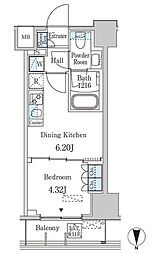 JP noie 西蒲田 11階1DKの間取り
