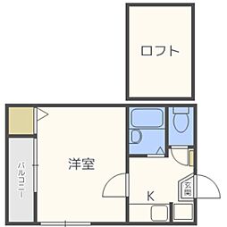 アリビラ竹下 1Kの間取図画像