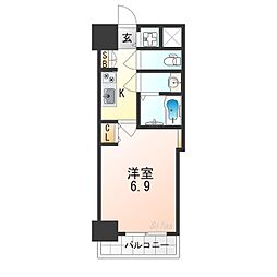 スプランディッド天王寺III 2階1Kの間取り