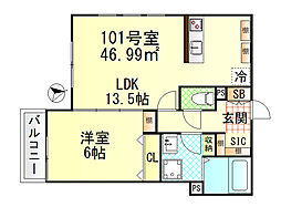 ヴィラージュ戸塚II 1LDKの間取図画像
