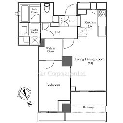 プラウド恵比寿 1LDKの間取図画像