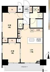 コンシェリア三田TOKYOPREMIUM 2LDKの間取図画像