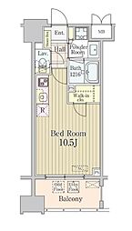 グランパレス東京八重洲アベニュー 3階ワンルームの間取り