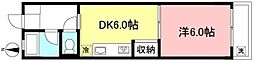 ベルハイム 1DKの間取図画像