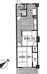 常緑ハイツ 2DKの間取図画像