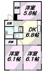 ハイツ奥州道 3DKの間取図画像