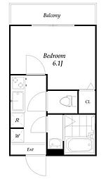 Hx Shinkemigawa 2階1Kの間取り