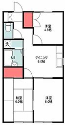 ハミングコート 3DKの間取図画像