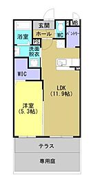 レジデンス平佐西通り 1LDKの間取図画像