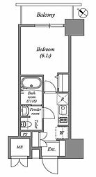 レフィールオーブ南行徳駅前 1Kの間取図画像