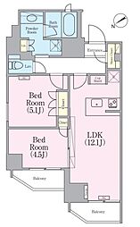 CRESTCOURT蔵前Residence 2LDKの間取図画像