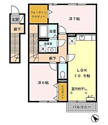 プレミール 2階2LDKの間取り