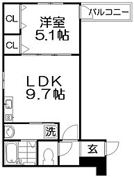 サンセレーノ minami 2階1LDKの間取り