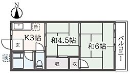 セキネハイツ 1階2Kの間取り