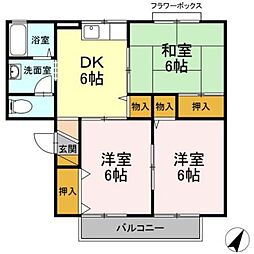 ソワール 2階3DKの間取り