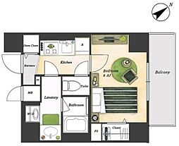ミレドゥーエ門前仲町 2階1Kの間取り
