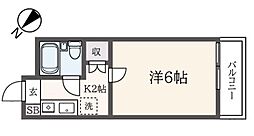 ハイツｙ 2階1Kの間取り