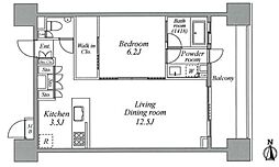 レジディア芝浦KAIGAN 9階1LDKの間取り
