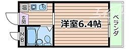 阪急千里線 豊津駅 徒歩10分の賃貸マンション 4階ワンルームの間取り