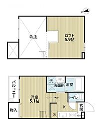 ルミエール ワンルームの間取図画像
