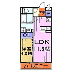 デュアリス川口A 1LDKの間取図画像