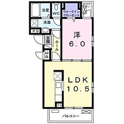 ヴェルチュ 1LDKの間取図画像