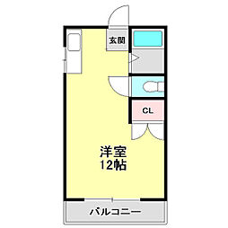 クラウン朝倉 ワンルームの間取図画像