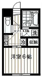 メゾンドラック 2階1Kの間取り