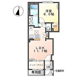 沼津市大岡字狭間新築アパート 1LDKの間取図画像