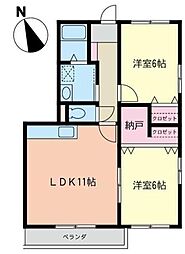 リトル・ウッド壱番館 2SLDKの間取図画像