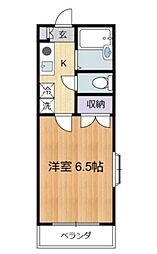 クオーレ 1Kの間取図画像