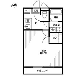アムール コーポ サンレーク IV 1階1Kの間取り