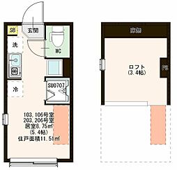 TOMO上石神井 ワンルームの間取図画像