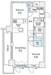 パークキューブ小岩 8階2LDKの間取り