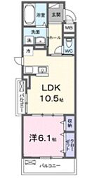 アウラティエ 2階1LDKの間取り