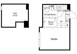 レジデンスY・M 1階ワンルームの間取り
