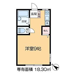 ハイム国府台II 1階ワンルームの間取り