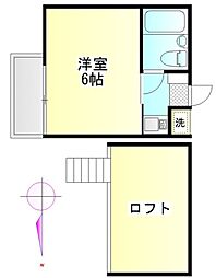 ベレーザヨシダ 2階ワンルームの間取り